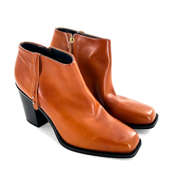 Franco Sarto Vivica Ankle Booties 11 NWOT Tan Square Toe Block Heel Western - Picture 5 of 10